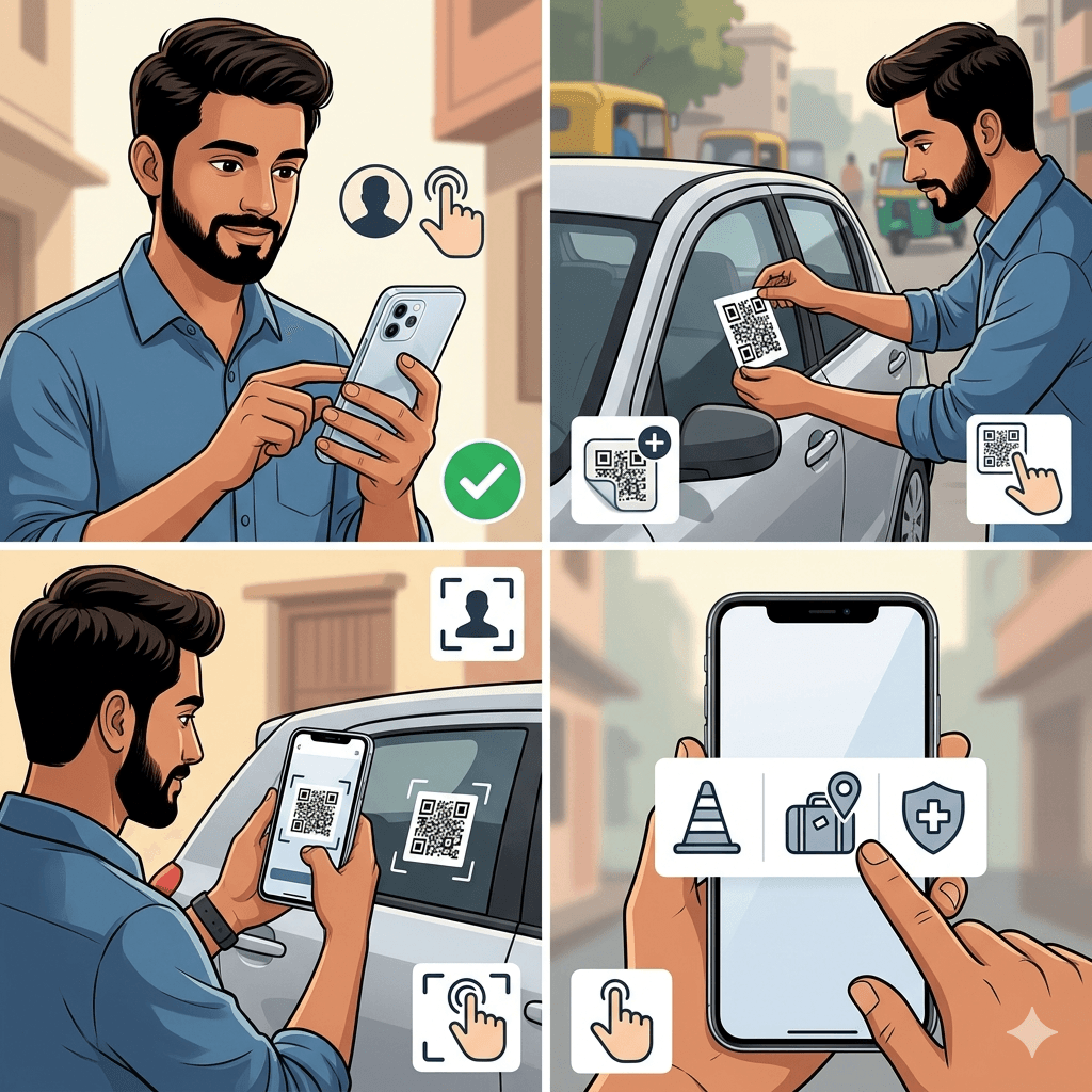 How MonarchQR works — sticker, scan, connect